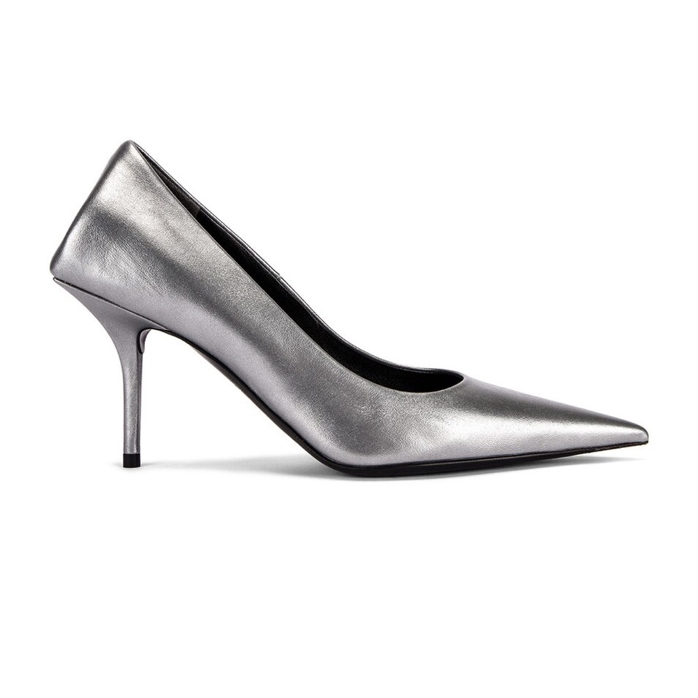 Balenciaga Silver Pointed Toe Heels - Picture 2 of 4